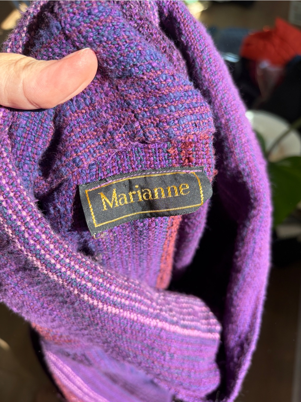 Marianne Purple Woven Stripe Cowl Neck Drop Waist Midi Sweater Dress Boho - Picture 8 of 9